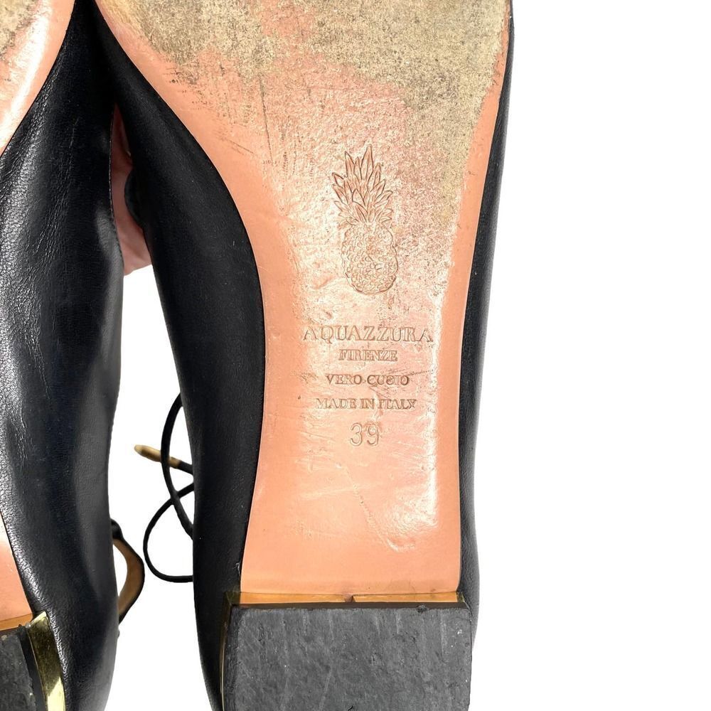 Aquazzura Christy Lace-Up‎ Flats Sz 39 leather black - Picture 9 of 9